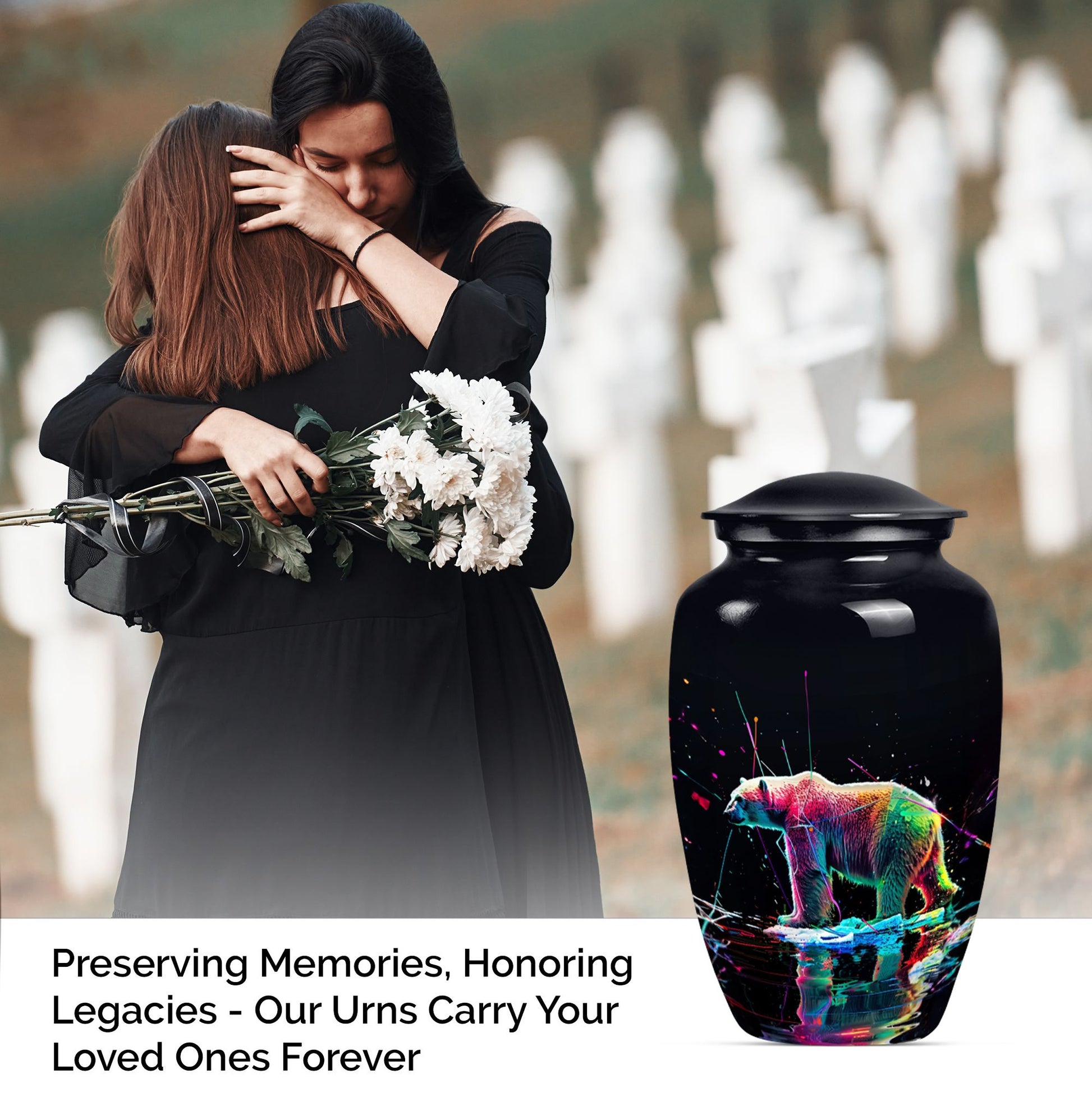 bear urn, large memorial urn for ashes, 
