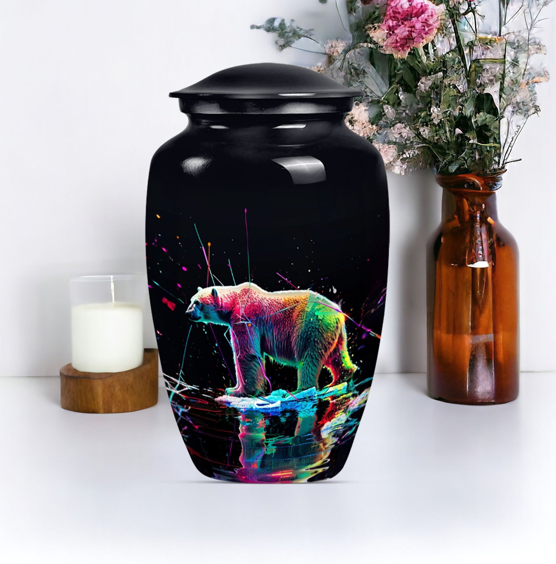 bear urn, large memorial urn for ashes, 