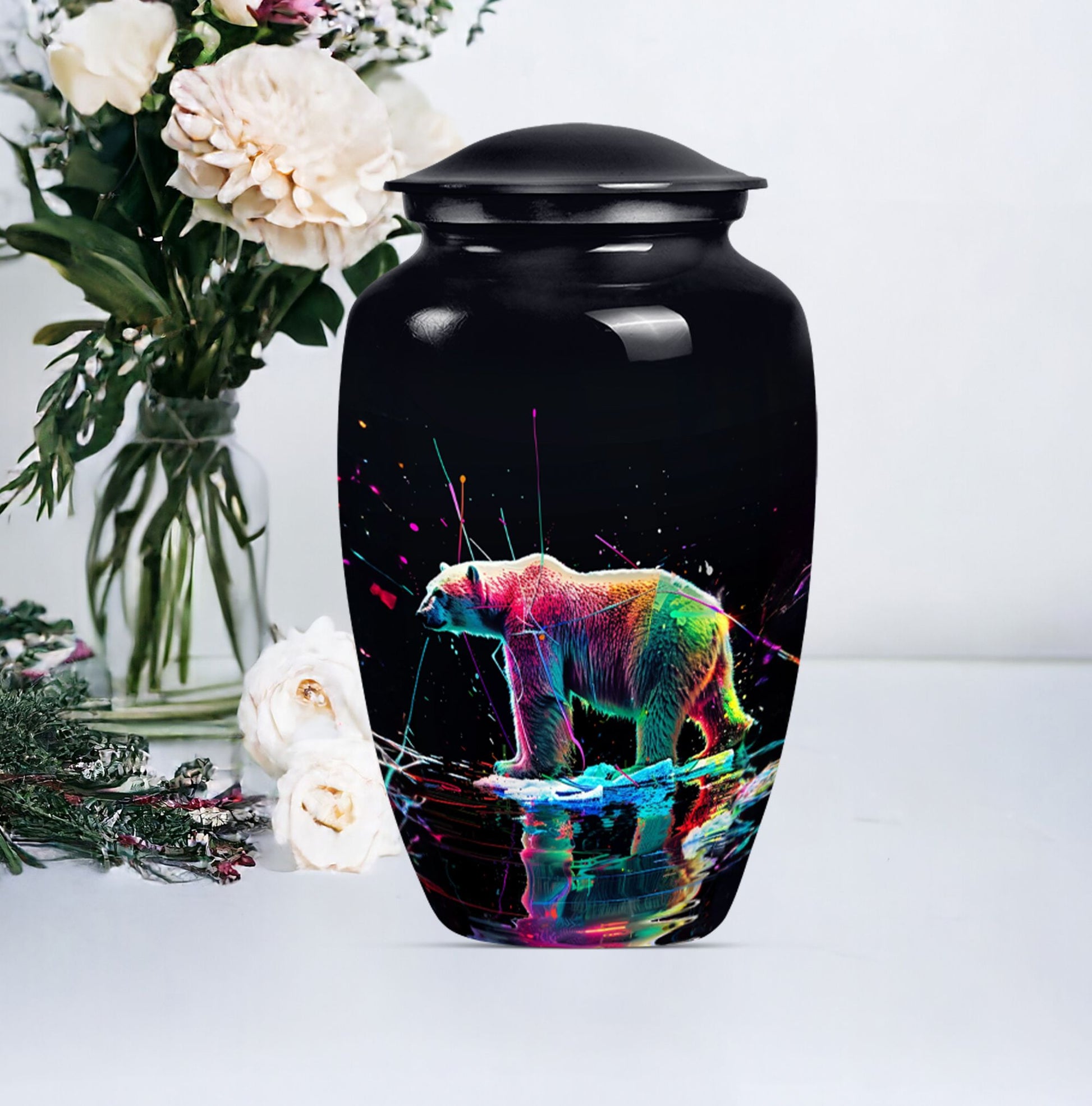 bear urn, large memorial urn for ashes, 