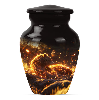 bear urn with butterfly theme 