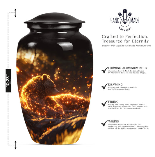 bear urn with butterfly theme 