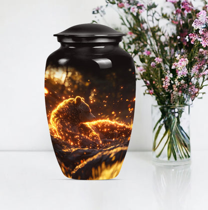 bear urn with butterfly theme 