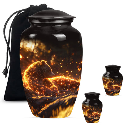 bear urn with butterfly theme 