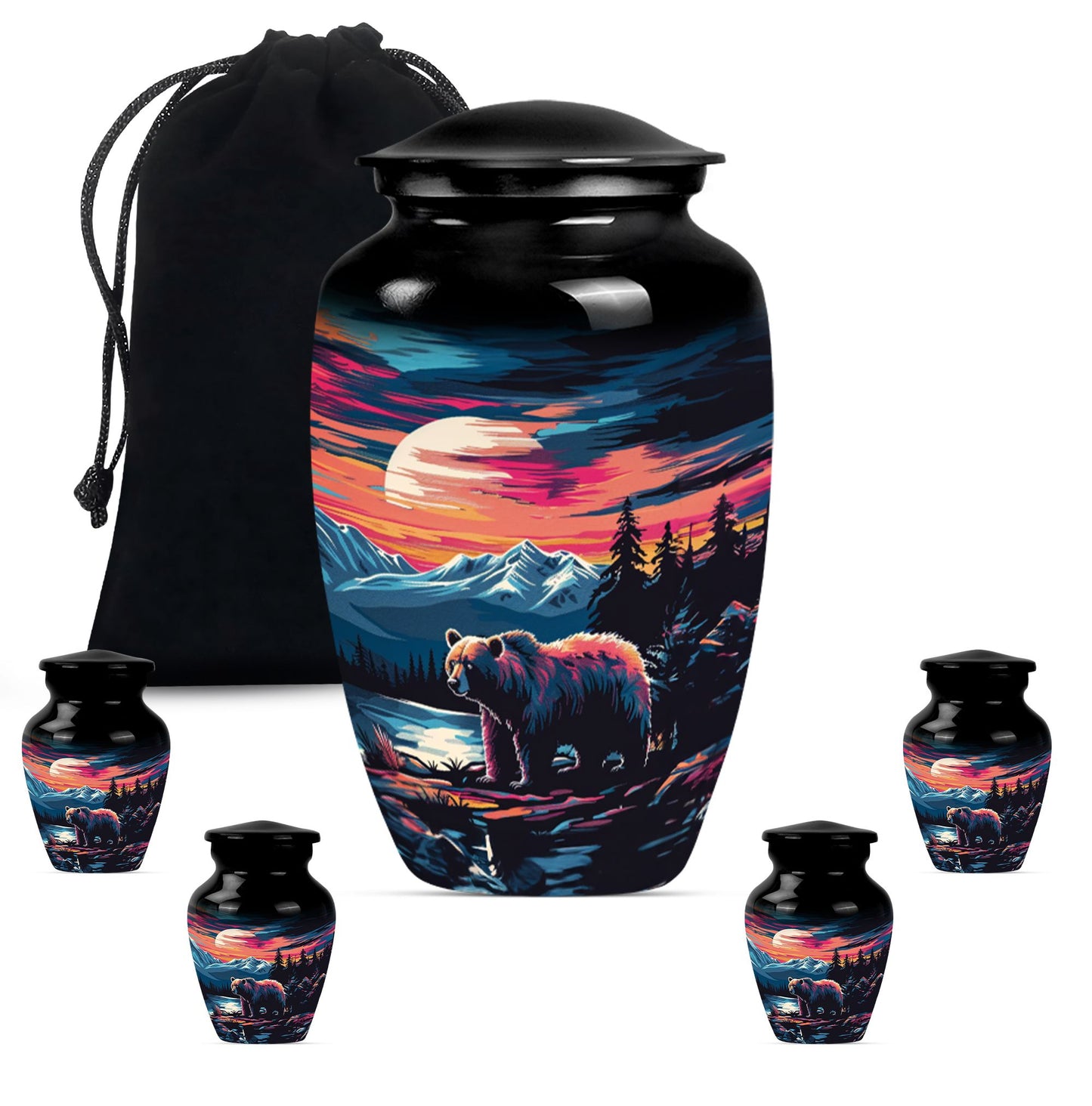 10-inch butterfly-themed classic bear urn