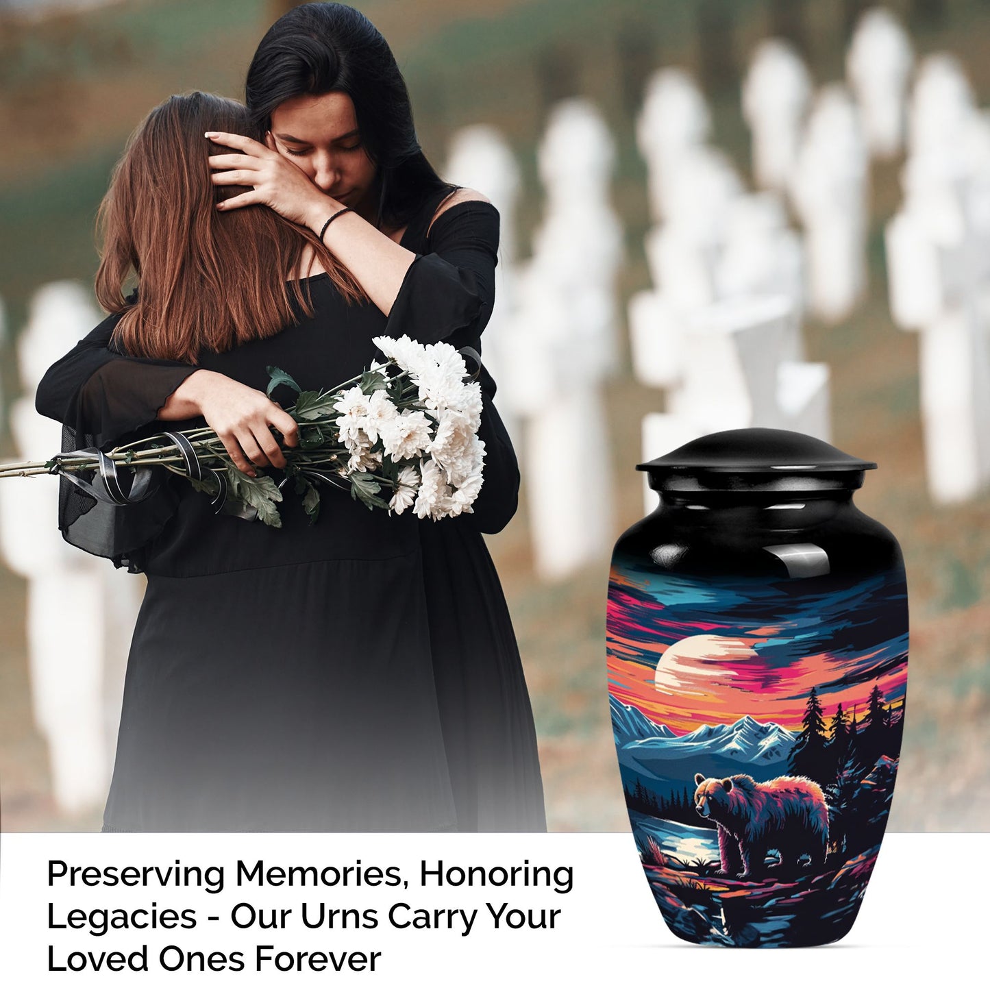 10-inch butterfly-themed classic bear urn