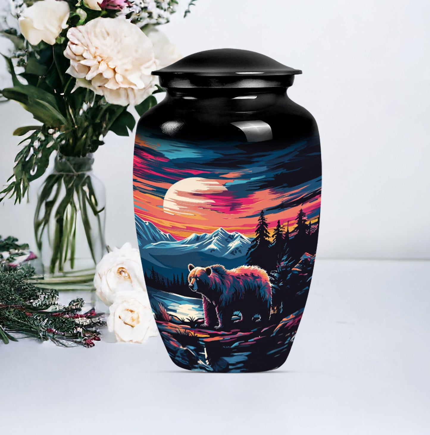 10-inch butterfly-themed classic bear urn