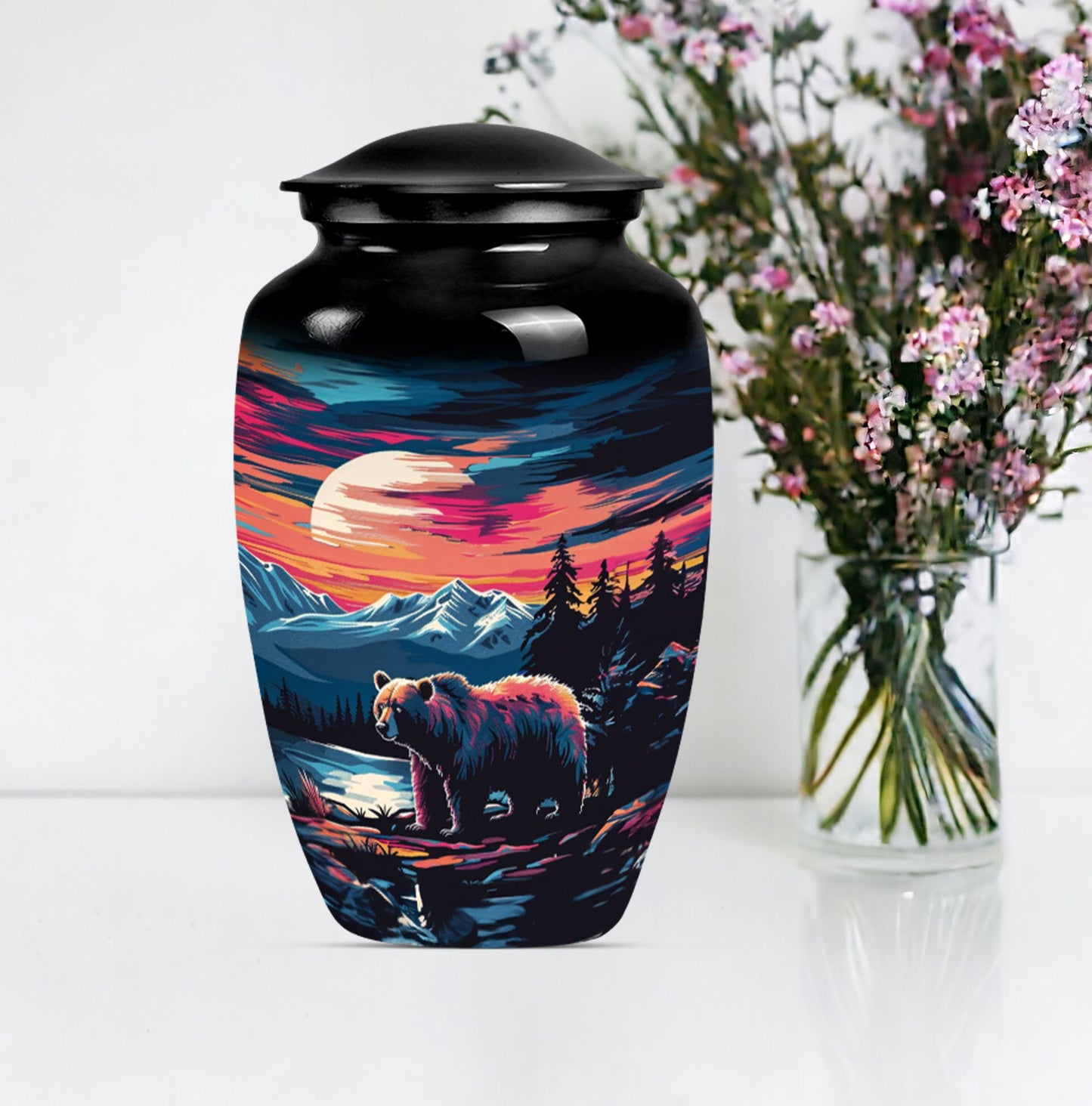 10-inch butterfly-themed classic bear urn