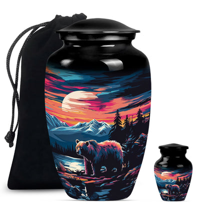 Bear Theme Large Urn With 1 Keepsake Urn