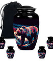 Bear Theme Large Urn With 4 Keepsake Urn
