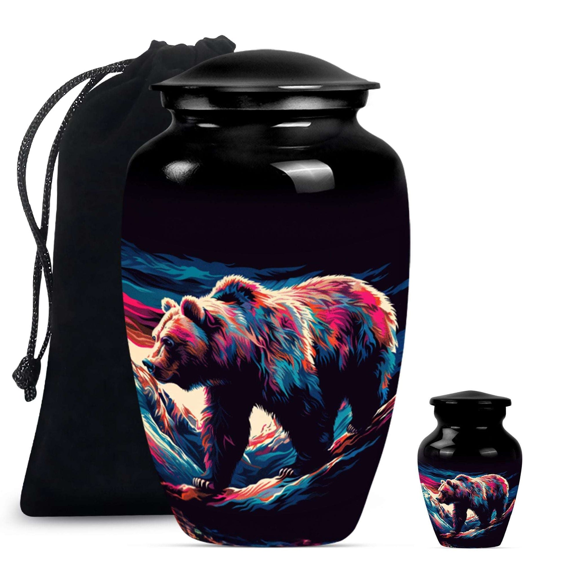Bear Theme Large Urn With 1 Keepsake Urn
