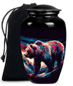 10-inch Bear themed large burial urn.