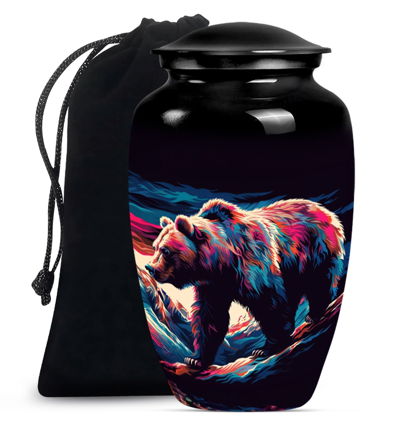 10-inch Bear themed large burial urn.