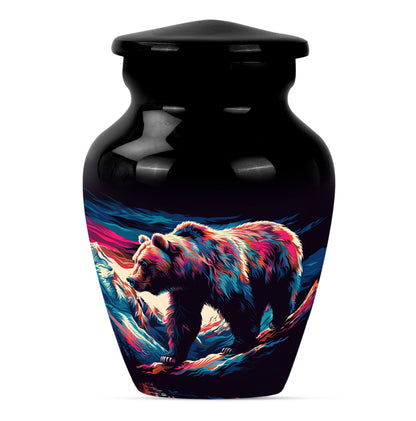 10-inch Bear themed large burial urn.