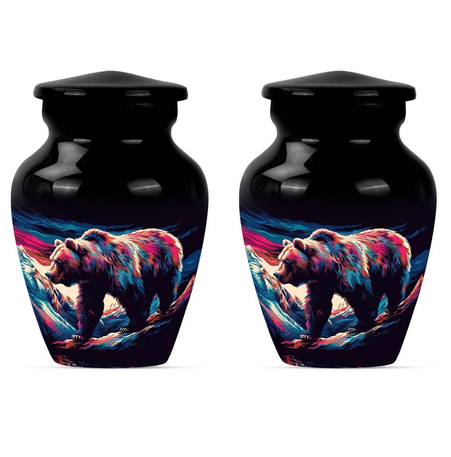 10-inch Bear themed large burial urn.