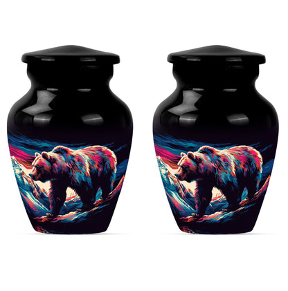 10-inch Bear themed large burial urn.