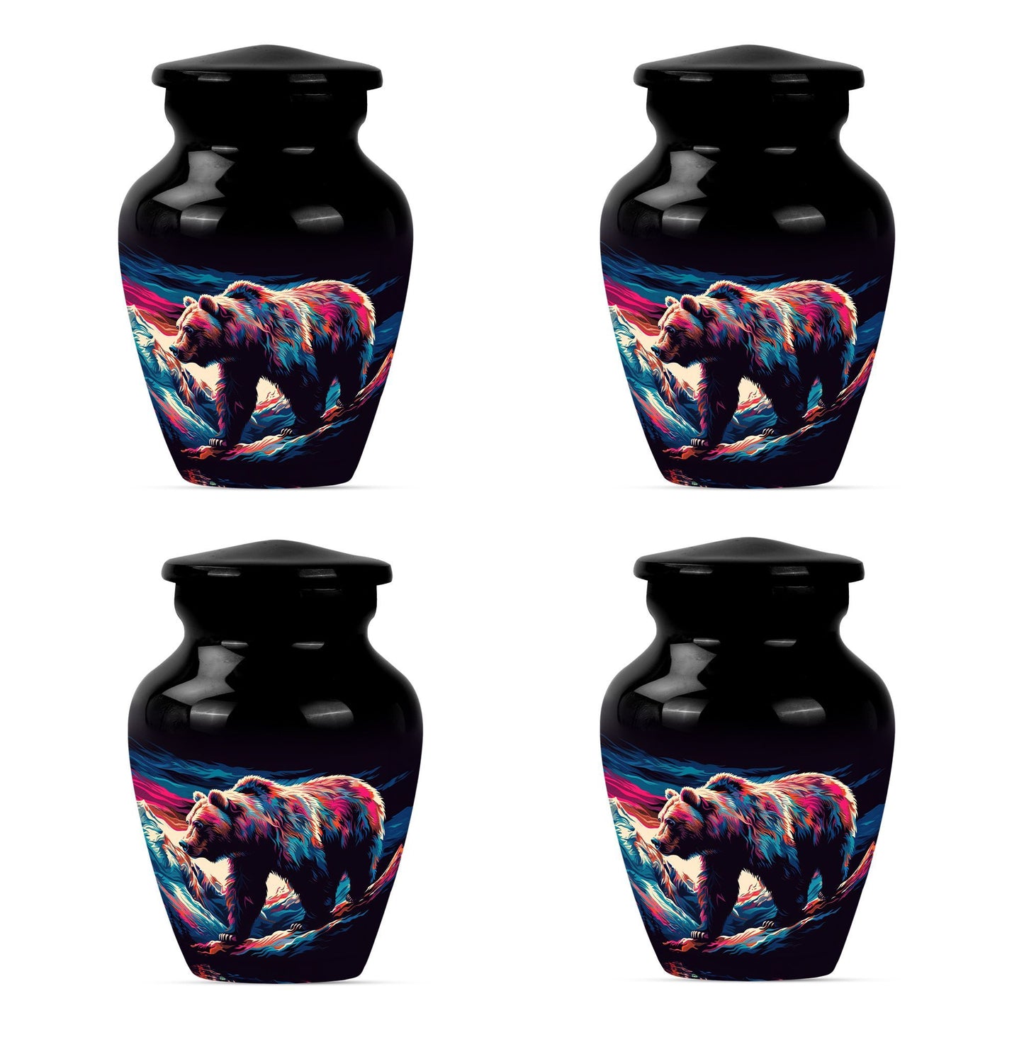10-inch Bear themed large burial urn.