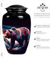 10-inch Bear themed large burial urn.