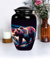 10-inch Bear themed large burial urn.