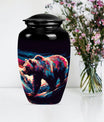 10-inch Bear themed large burial urn.