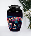 10-inch Bear themed large burial urn.