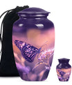 Butterfly Theme Large Urn With 1 Keepsake Urn