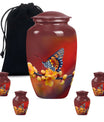 Butterfly Theme Large Urn With 4 Keepsake Urn