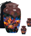 Butterfly Theme Large Urn With 2 Keepsake Urn
