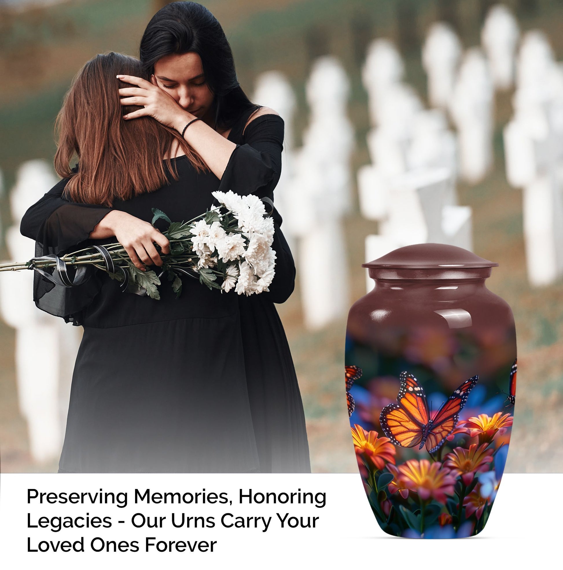 classic butterfly-themed urn for human ashes