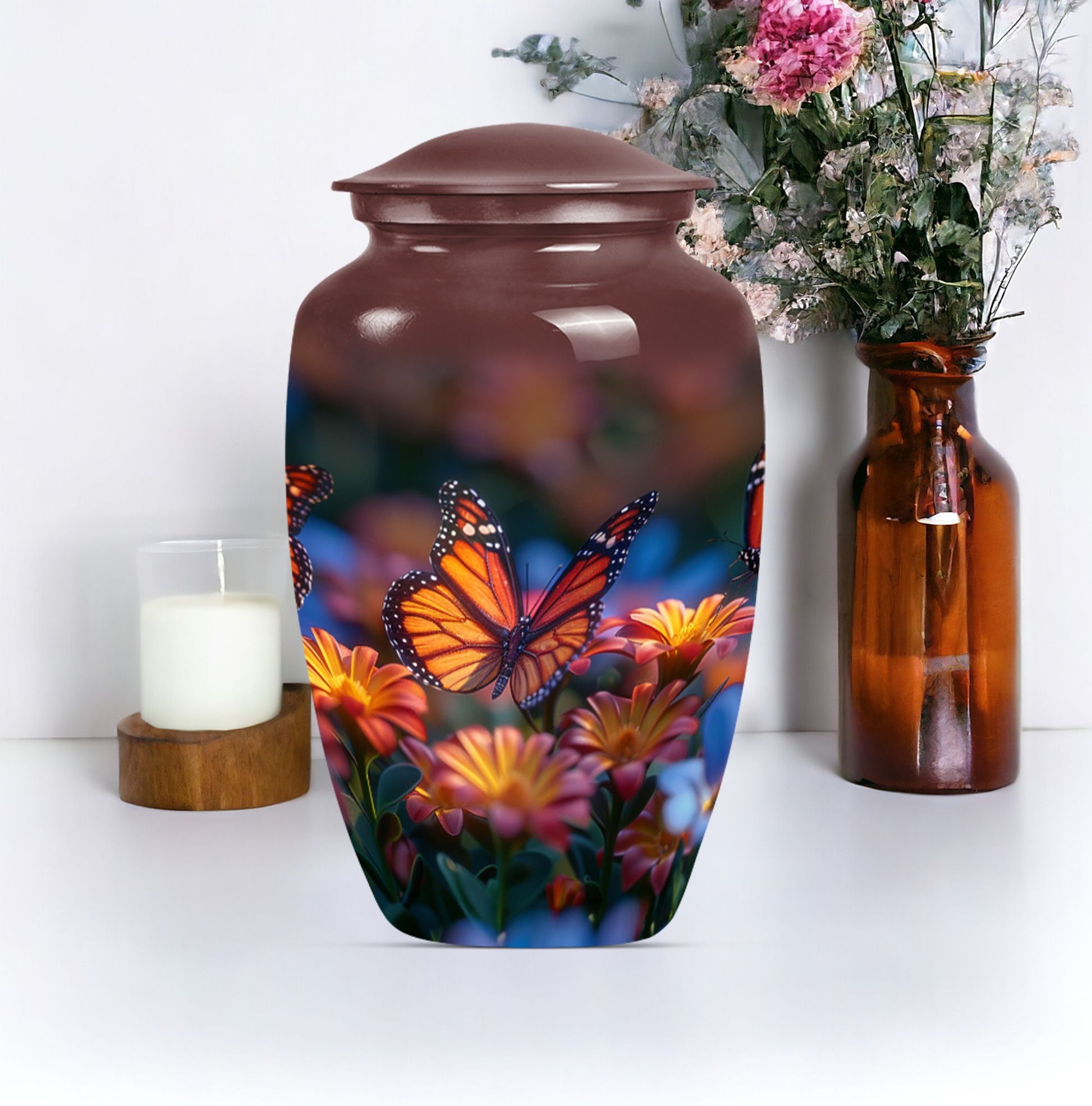 classic butterfly-themed urn for human ashes