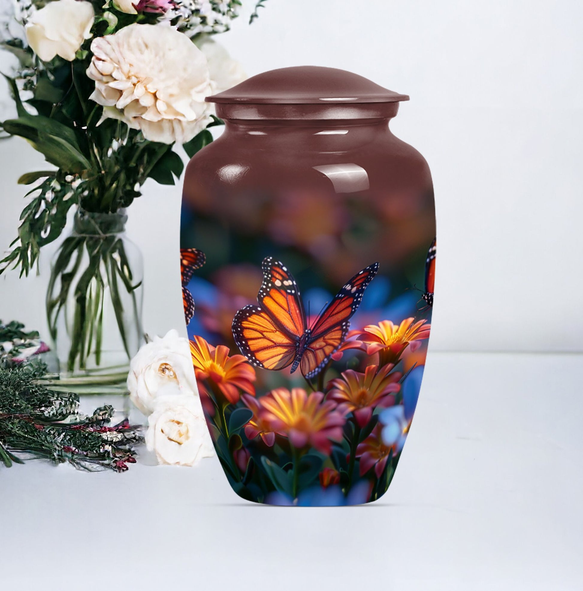 classic butterfly-themed urn for human ashes
