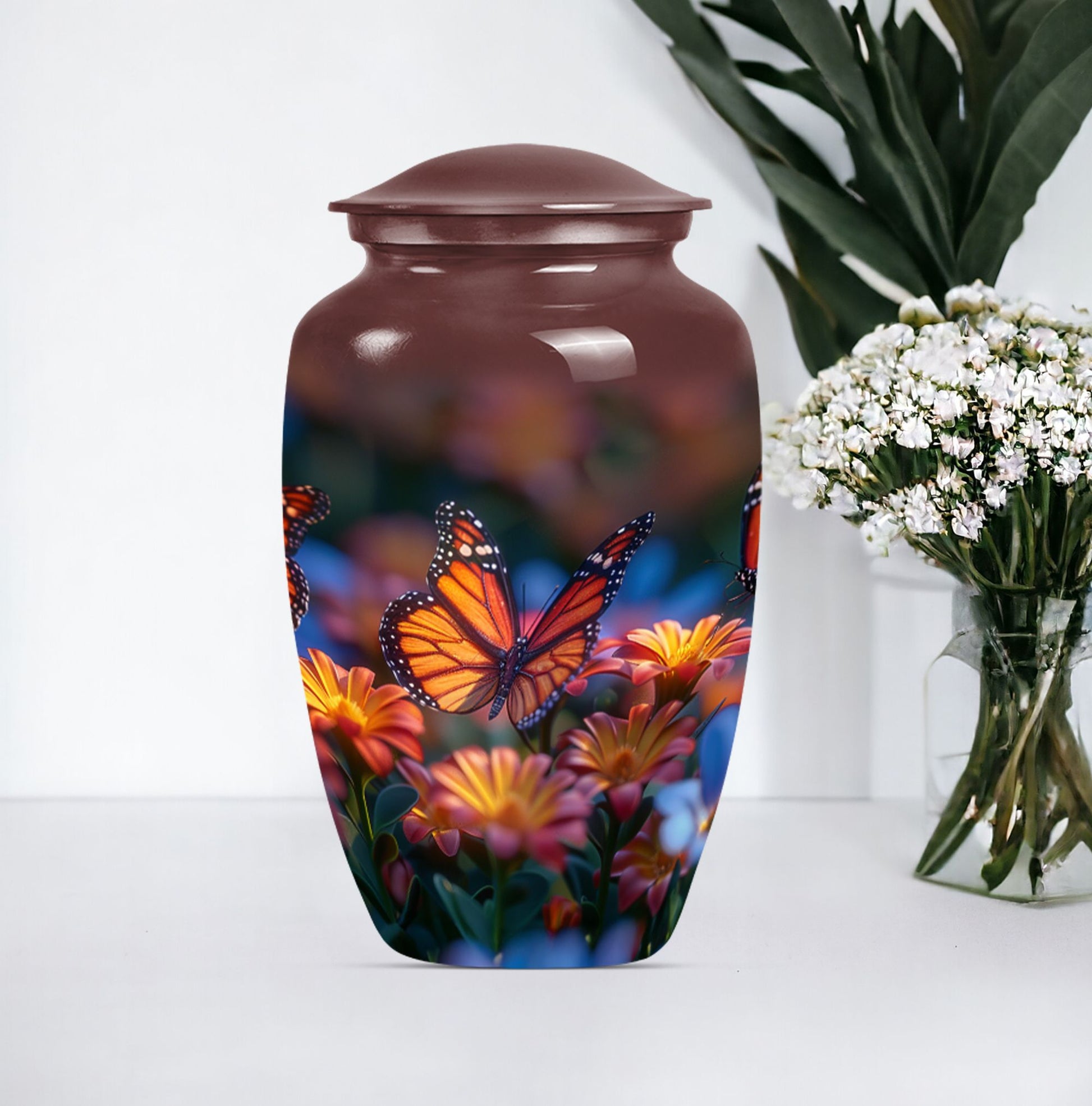 classic butterfly-themed urn for human ashes