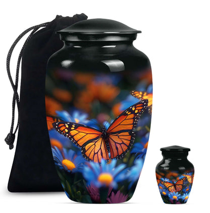 Butterfly Theme Large Urn With 1 Keepsake Urn