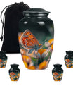 Classic 10-inch butterfly-themed cremation urn.