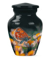 Classic 10-inch butterfly-themed cremation urn.