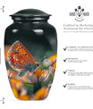 Classic 10-inch butterfly-themed cremation urn.