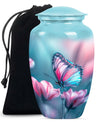 10 inch butterfly themed Aluminium funeral burial urn