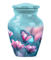 10 inch butterfly themed Aluminium funeral burial urn
