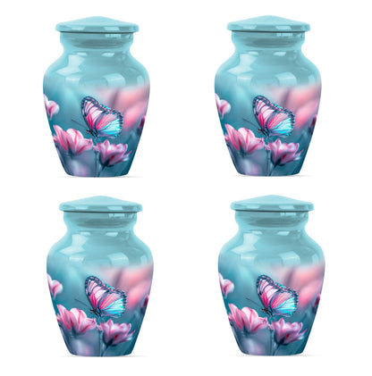 10 inch butterfly themed Aluminium funeral burial urn