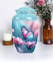 10 inch butterfly themed Aluminium funeral burial urn
