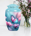 10 inch butterfly themed Aluminium funeral burial urn