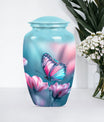 10 inch butterfly themed Aluminium funeral burial urn