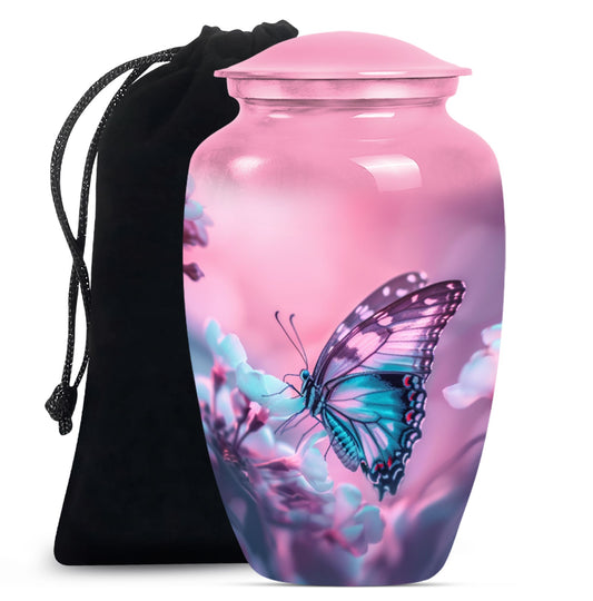 10-inch butterfly themed classic burial large urn 