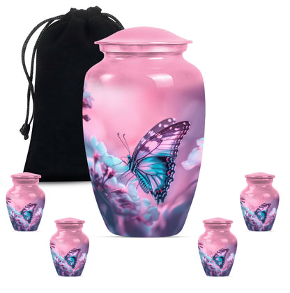 10-inch butterfly themed classic burial large urn 