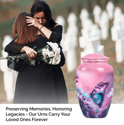 10-inch butterfly themed classic burial large urn 