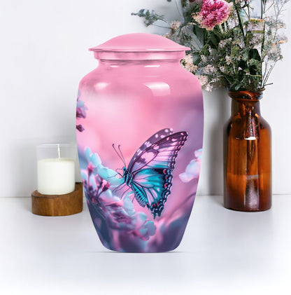 10-inch butterfly themed classic burial large urn 