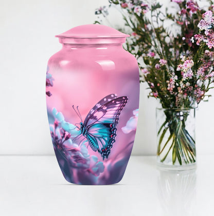 10-inch butterfly themed classic burial large urn 