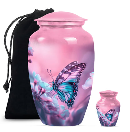 10-inch butterfly themed classic burial large urn 