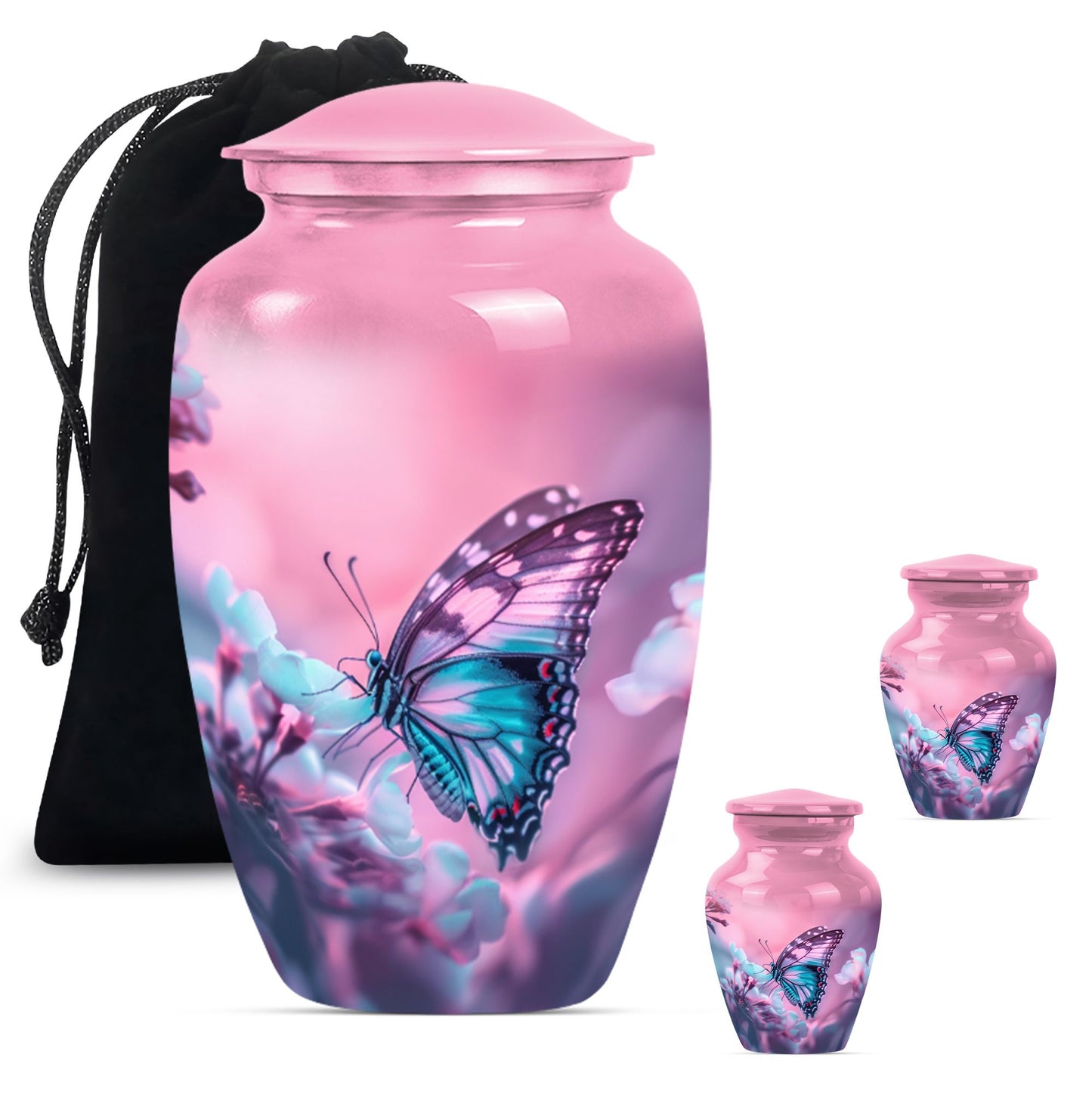 10-inch butterfly themed classic burial large urn 