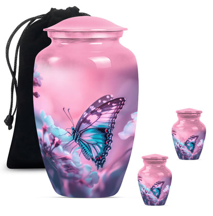 10-inch butterfly themed classic burial large urn 