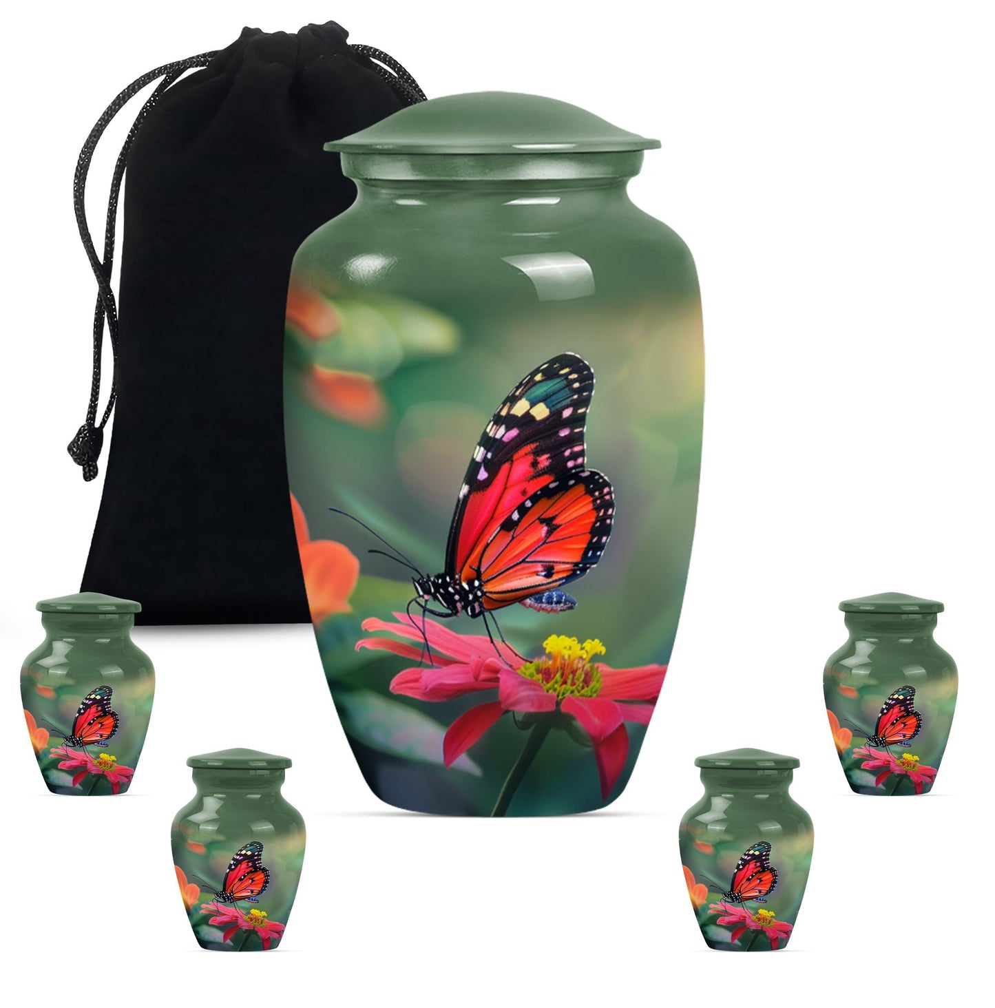 10-inch butterfly theme classic urn for adult female ashes.